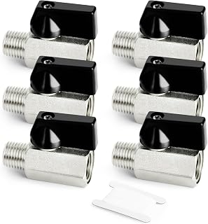 GASHER 3PCS 1/4 Inch Mini Brass Ball Valve Shut Off Switch, 1/4 Inch Male x Female NPT Thread Pipe Fitting
