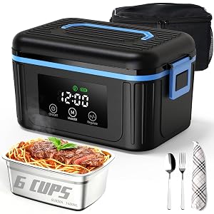 Cordless Electric Lunch Box for Adults Heated Lunch Box for Men 6 Cups Self Heating Lunch Box Battery