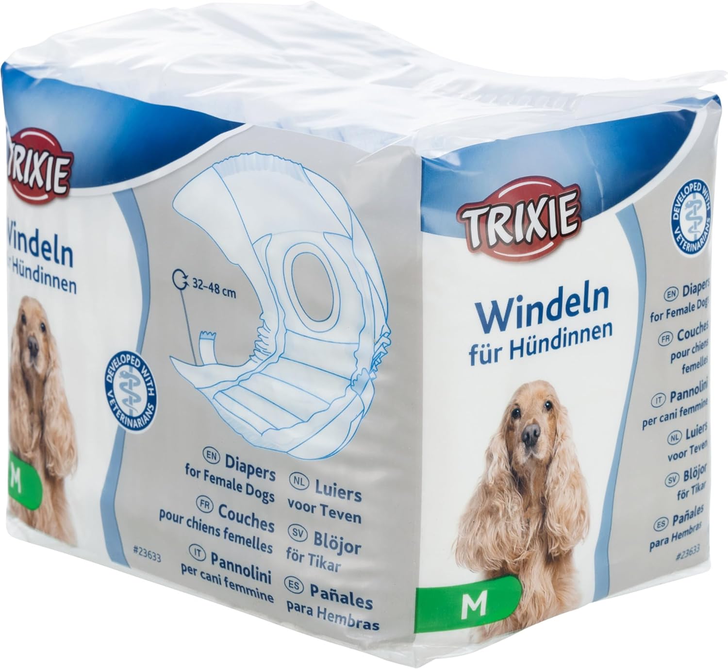 Trixie Nappies for Female Dogs, M Waist Circumference 32-48 cm, 12 Pieces, 23633