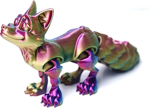 3D Printed Fox,Articulated Models,Flexible Joint Animal Model Figurines, Stress Relief,Surprise Fantasy Gifts