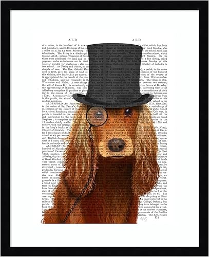 Miniatura 16 de Amanti Art Fab Funky - Impresión artística para pared con marco de madera, diseño de Cocker Spaniel formal Sabueso y sombrero (21.12 pulgadas de