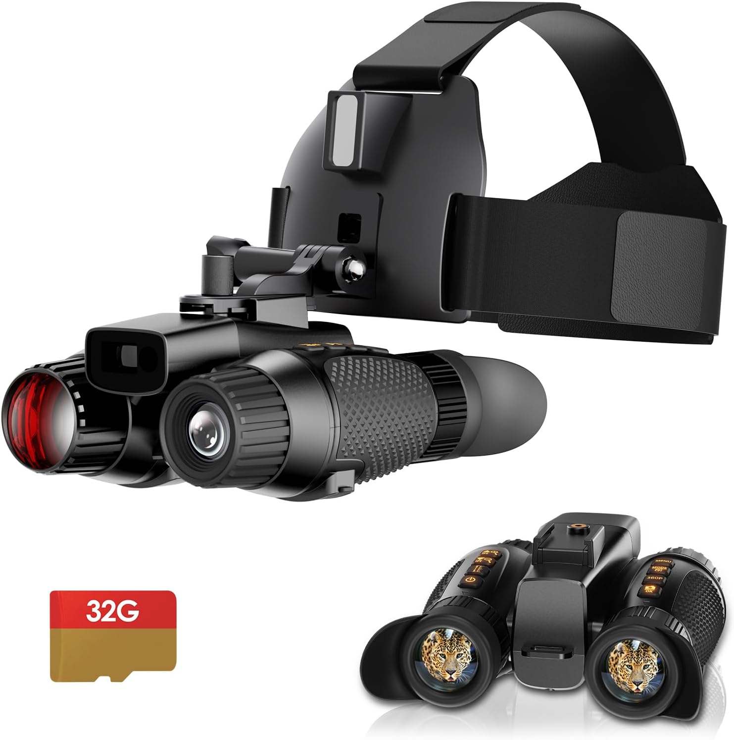 3D Head-Mounted Night Vision Goggles with Rangefinder,Infrared Night Vision Binoculars 850nm 328Yd Range Finder& 8X Digital Zoom 10°FOV，32GB TF Card Included