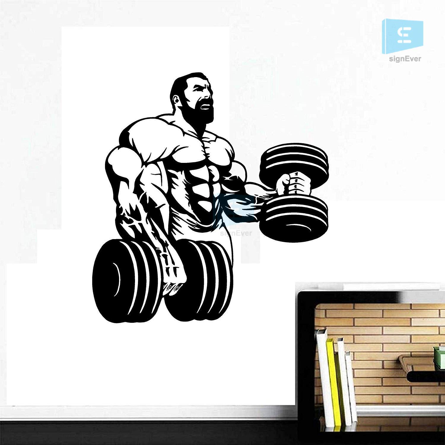 SIGN EVER Gym Bodybuilding Fitness Center Sport Gym Decal Wall Stickers Decor Art Lift Fit Workout Bedroom Home Living Room Gym Stickers for Wall Vinyl Decals L x H 56.00 x 56.00 cm