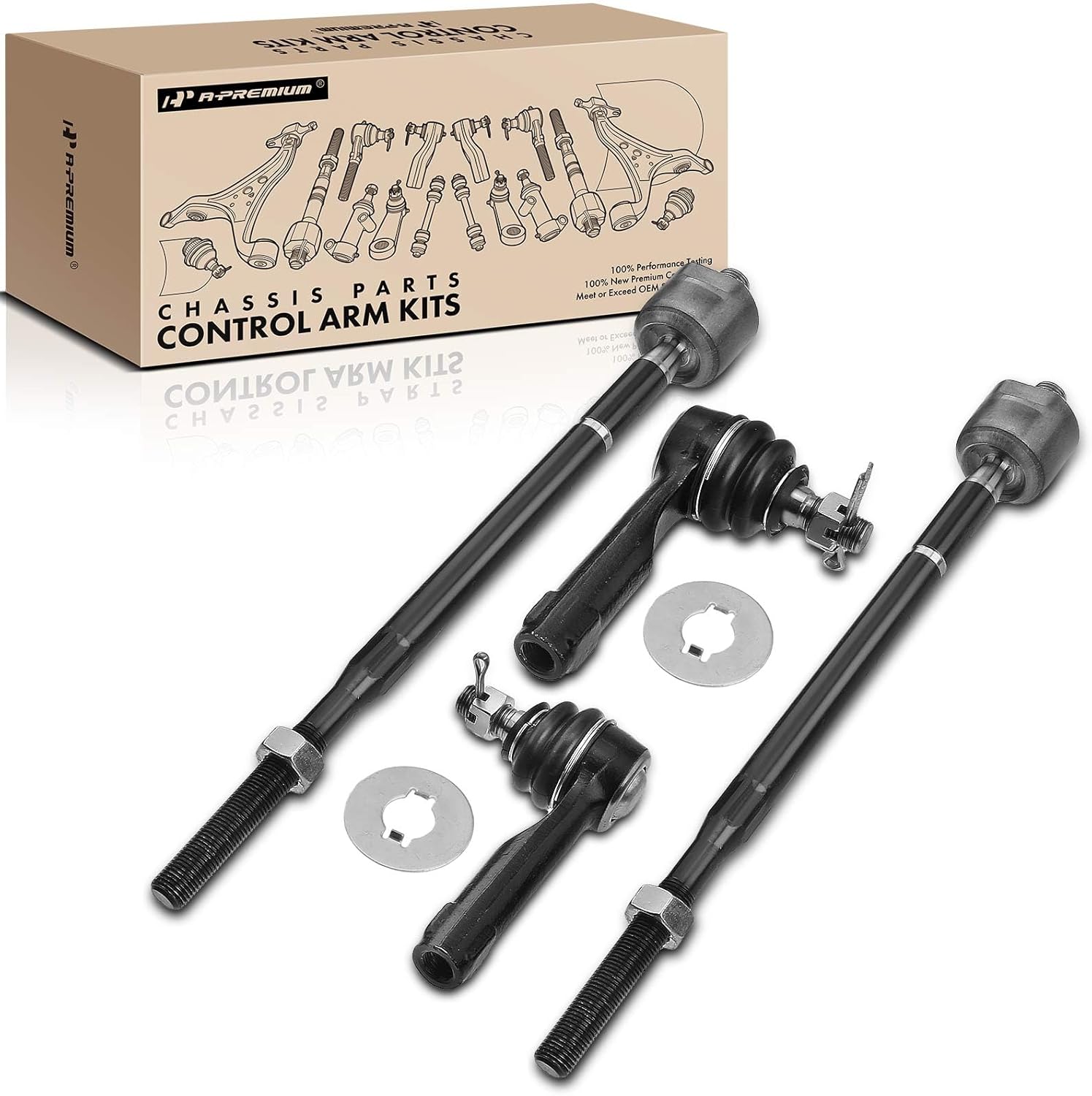 A-Premium Set of 4, Front Inner & Outer Tie Rod End Kit, Compatible with Nissan Altima 1998 1999 2000 2001
