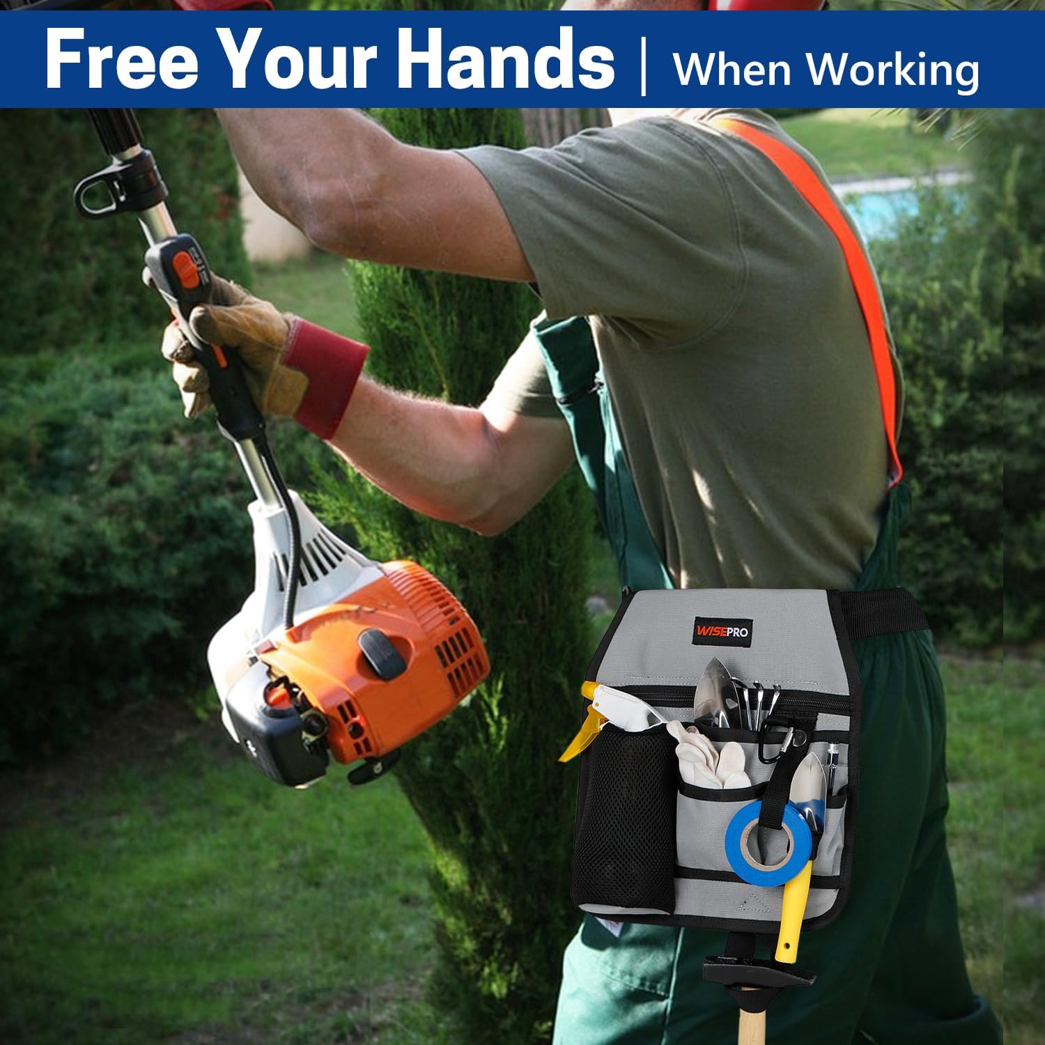 Garden Tool Belt, 6 Pocket Gardening Tool Waist Pouch with Adjustable Waist Strap, Gardening Belt Apron for Men Women