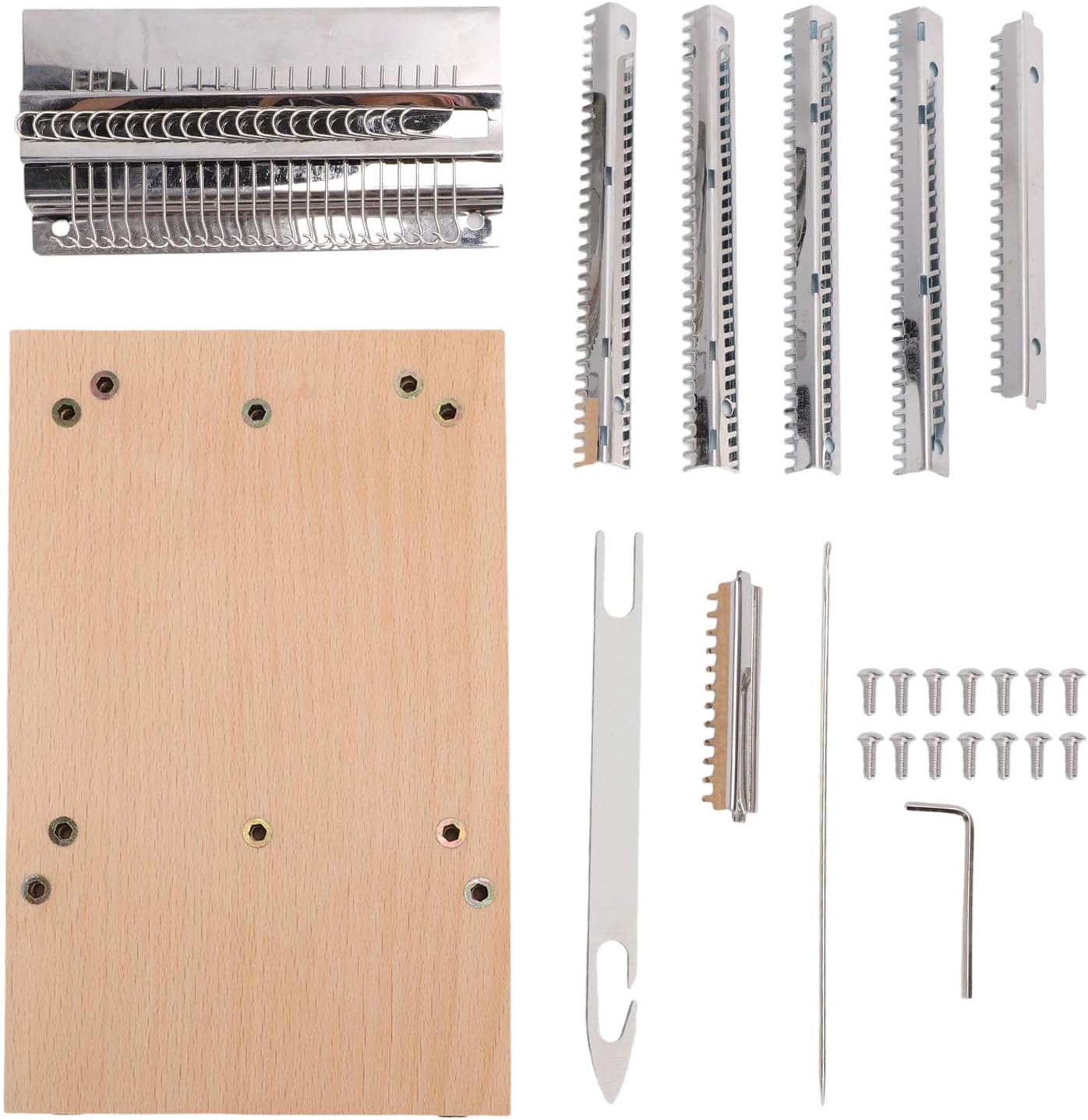 GOWENIC Small Weaving Loom Kit, Stainless Steel Wooden Handmade Knitting Machine, DIY Weaving Tool Tapestry Loom, Fabric Restoration,for Clothing Blanket