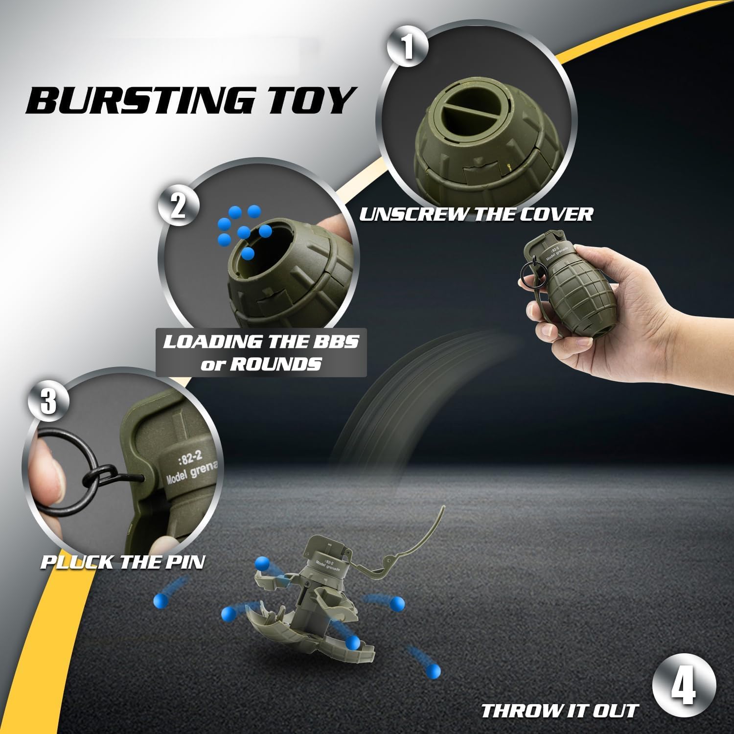 Zhongren CS Hand Grenades Toys Model Toy Spring Powered Impact for Battle Games Tactcial Airsoft Paintball