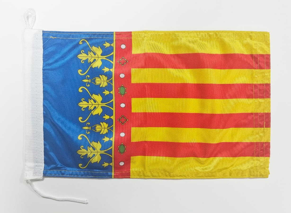 Premium Comunidad Valenciana Boat Flag 20x30cm Fabric Weight - Printed Heavy Duty with Knit and Loop Nautical Flag of 20x30cm (Comunidad Valenciana)