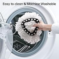 Vista 6 de Paquete de 8 cabezales de repuesto compatibles con la mopa giratoria O-Ceda EasyWring, repuesto de fregona giratoria de microfibra, fácil limpieza