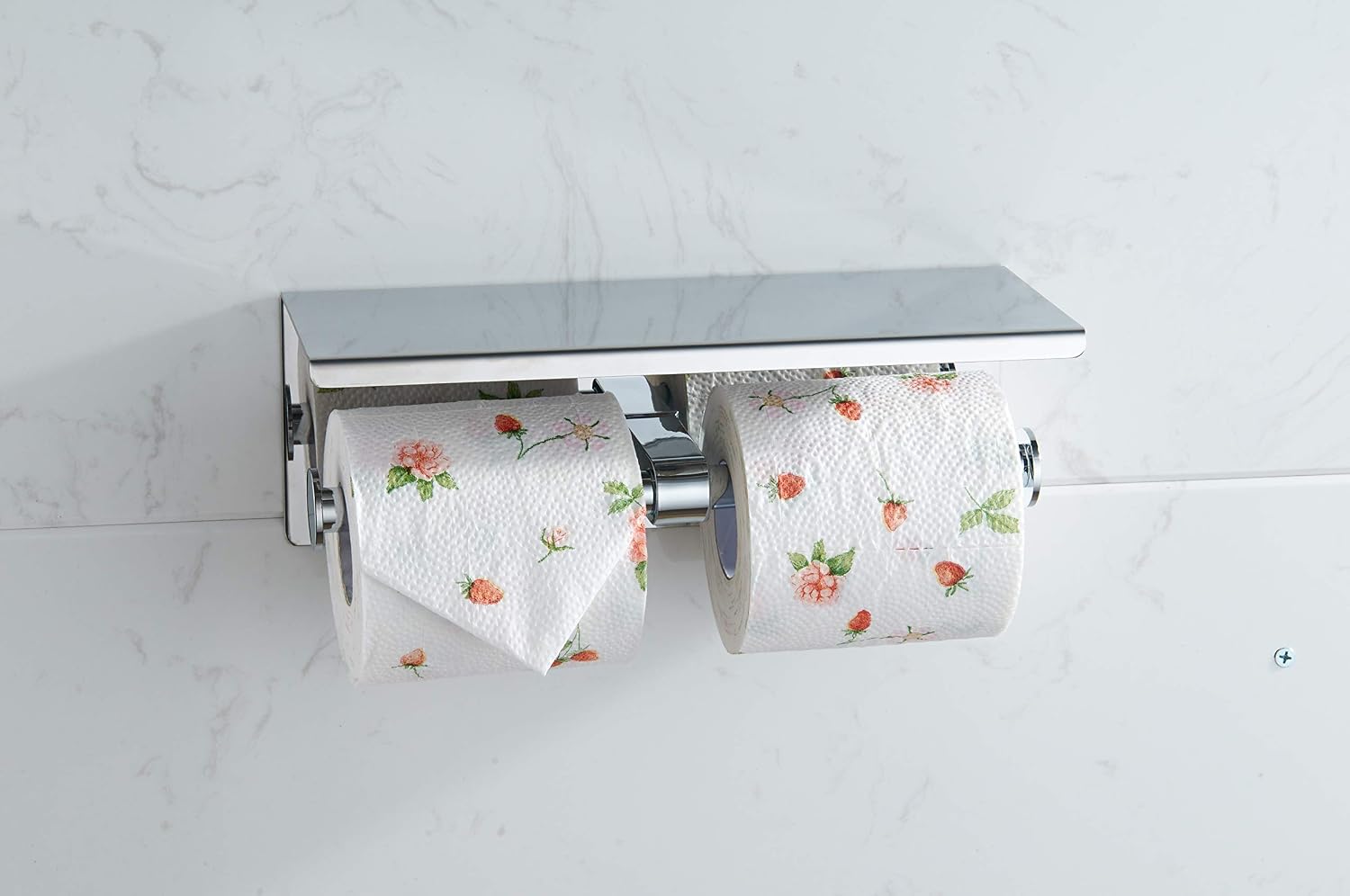 BGL Toilet Paper Holder - Stainless Steel Toilet Paper Roll Holder with Shelf Wall Mounted for Bathroom (Silver, Double Head) image 4