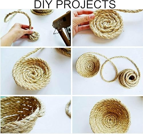 Miniatura 5 de ATERET Cuerda de sisal I de fibra natural trenzada I 34 pulgadas x 600 pies I Multiuso, ligera, resistente a la intemperie para uso en interiores y