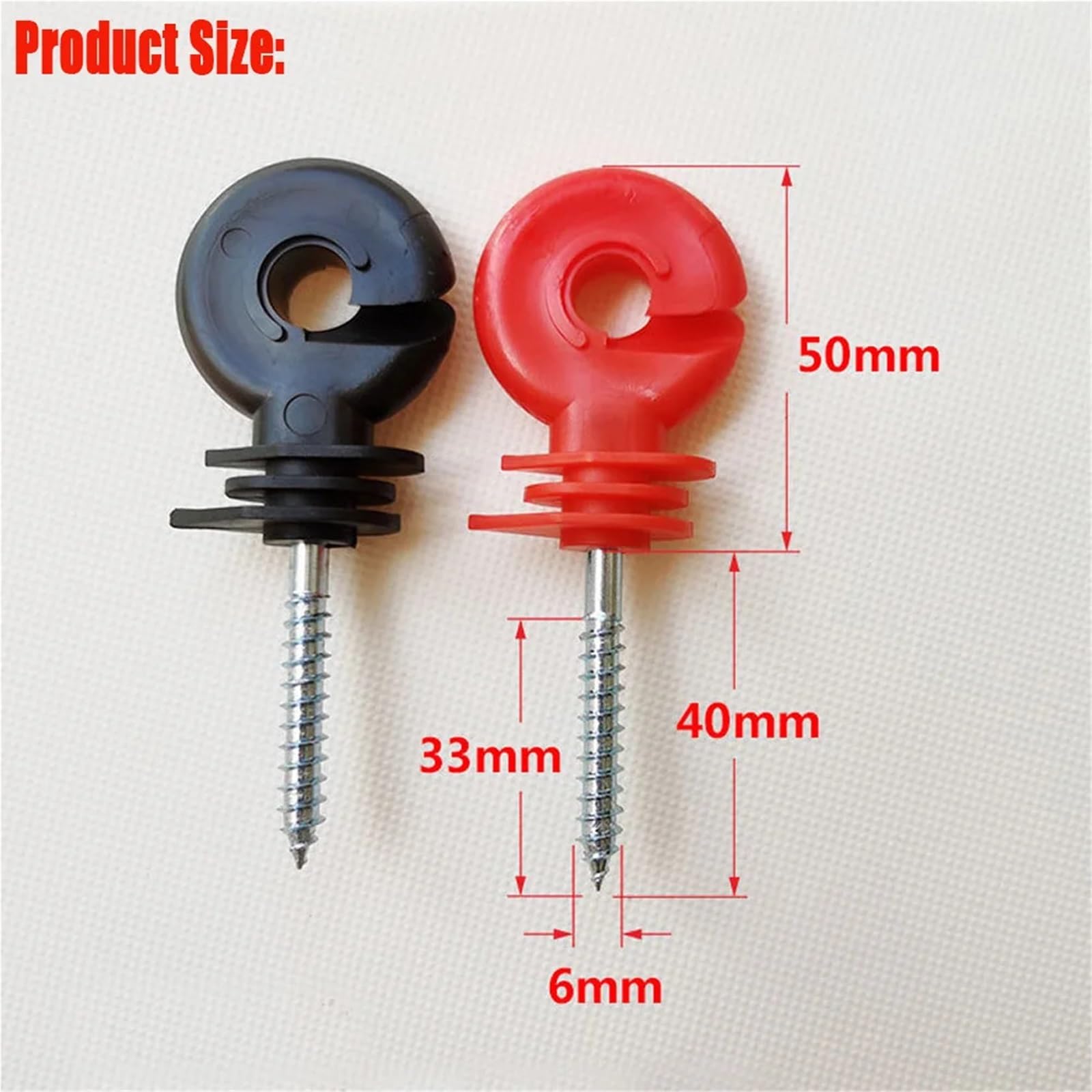 Anillo Aislador Aisladores Aislador de cerca eléctrica, anillo atornillado, poste madera, aislante, suministros jardín, herramientas, 100 Uds(Red)