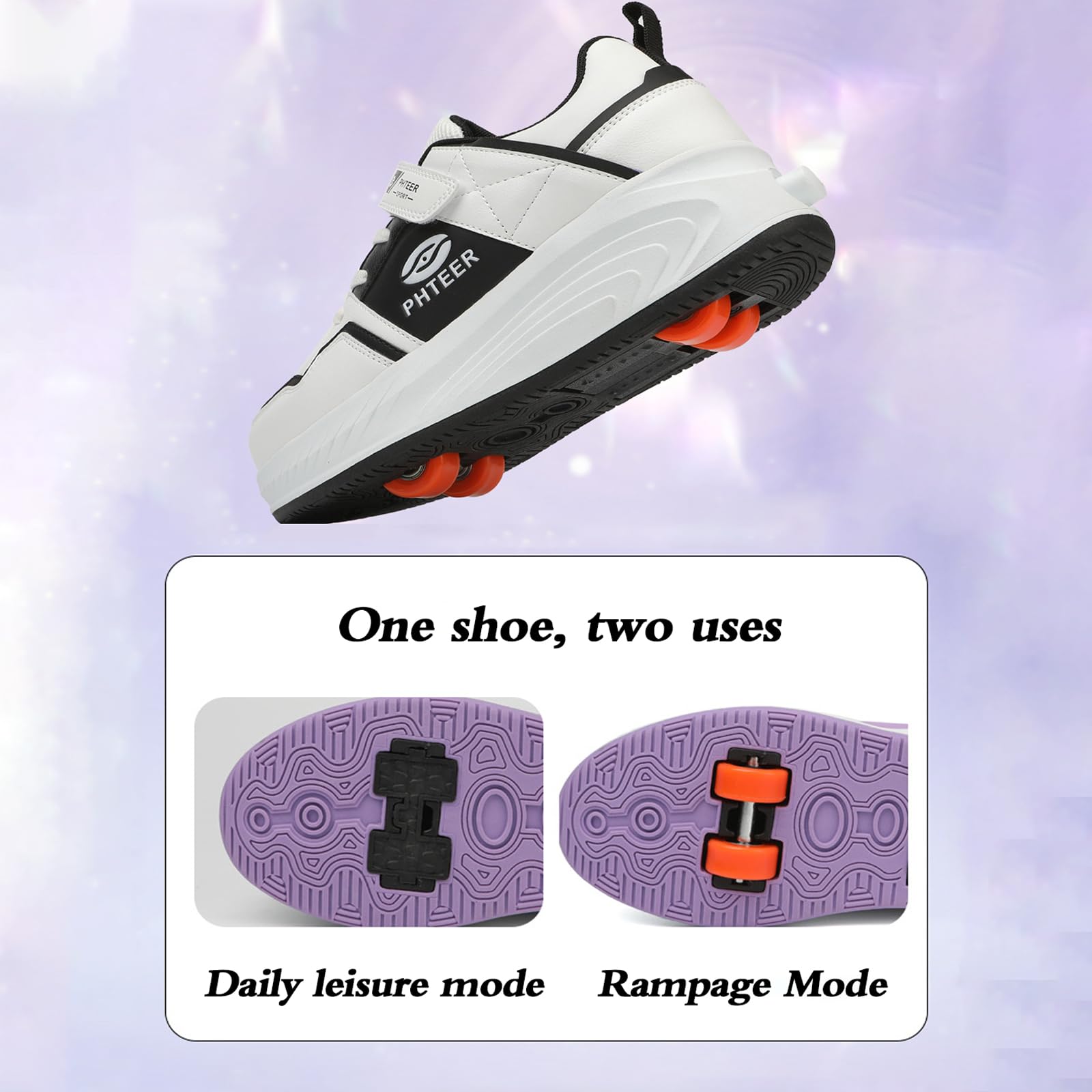 Zapatillas Deportivas con Ruedas para niños,Zapatos con Ruedas retráctiles,Zapatos con Ruedas Unisex niños,2 en 1,Multiusos con 4 Ruedas Retirable,para Regalos creativos de Vacaciones