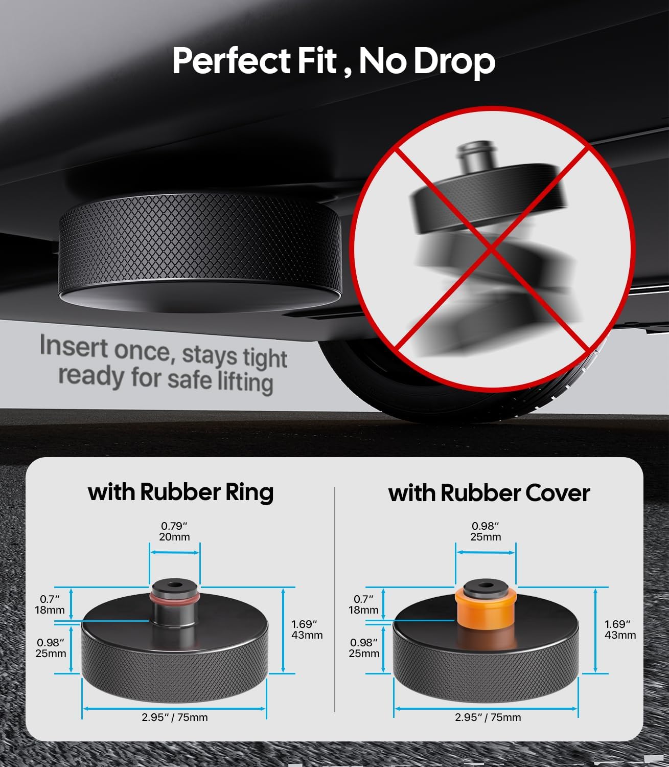 Wigoo Tesla Jack Pads for Model Y (Juniper) /3/S/X,【Heavy-Duty TPU, Battery Protection 】 Jack Lift Pucks, Odorless Non-Slip Tesla Accessories, Fits All Factory Jack Points, 4-Pack with Storage Case