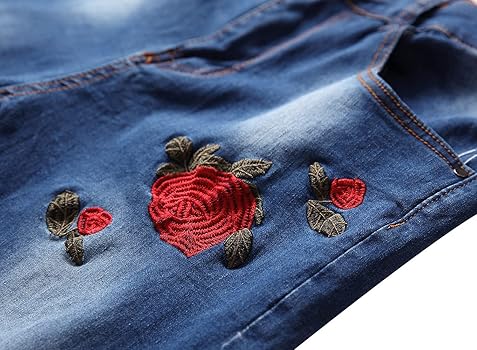 パンツ DIANTE EMBROIDERY DAMAGE DENIM Mens Distressed Destroyed Patch Jeans Ripped Embroidery