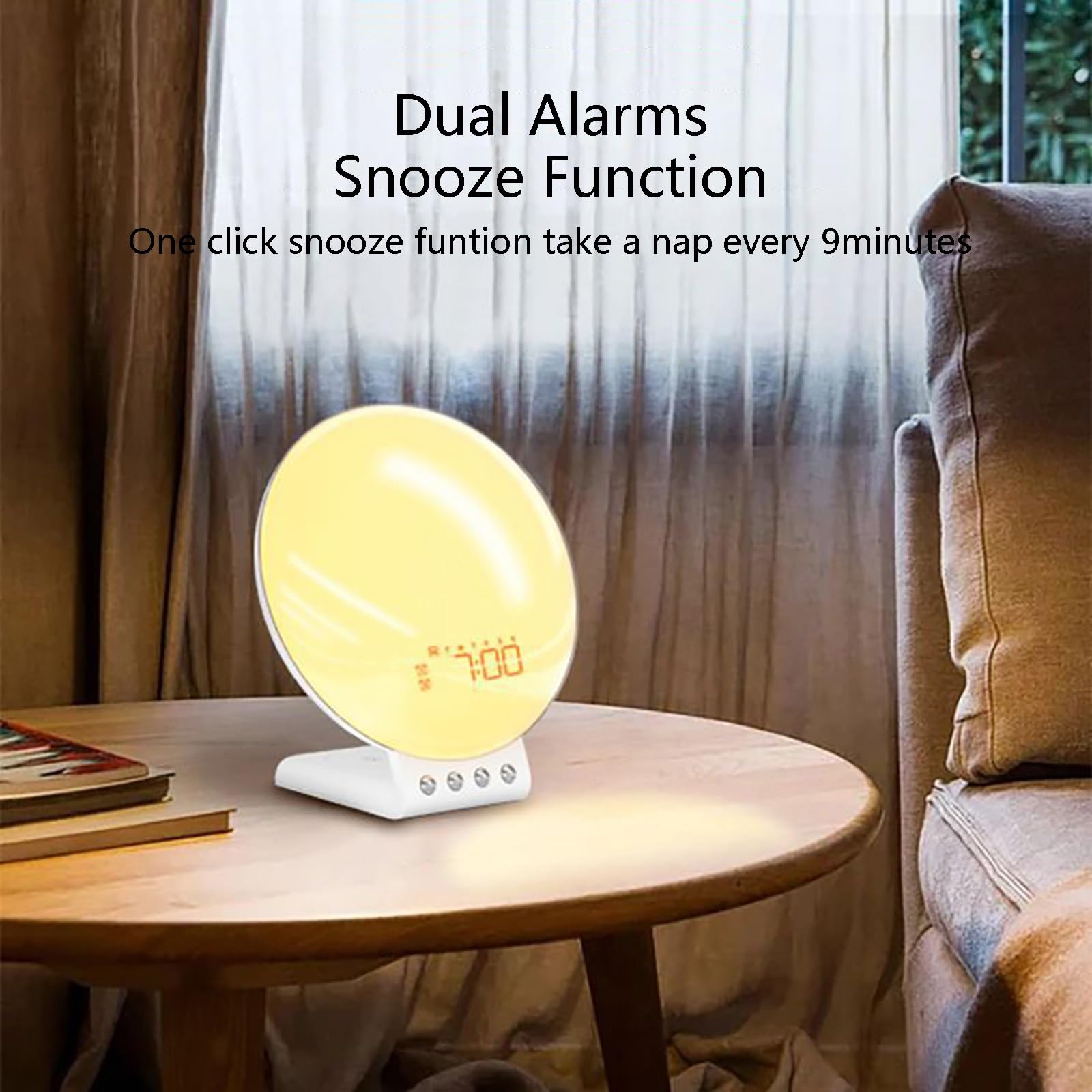 Sveglia Colorata con Luce Dell'alba, Macchina per Suoni del Sonno a Rumore Bianco con Aiuto al Sonno, Doppio Allarme, Snooze, Lampada da Lettura per Bambini, Dormitori Pesanti