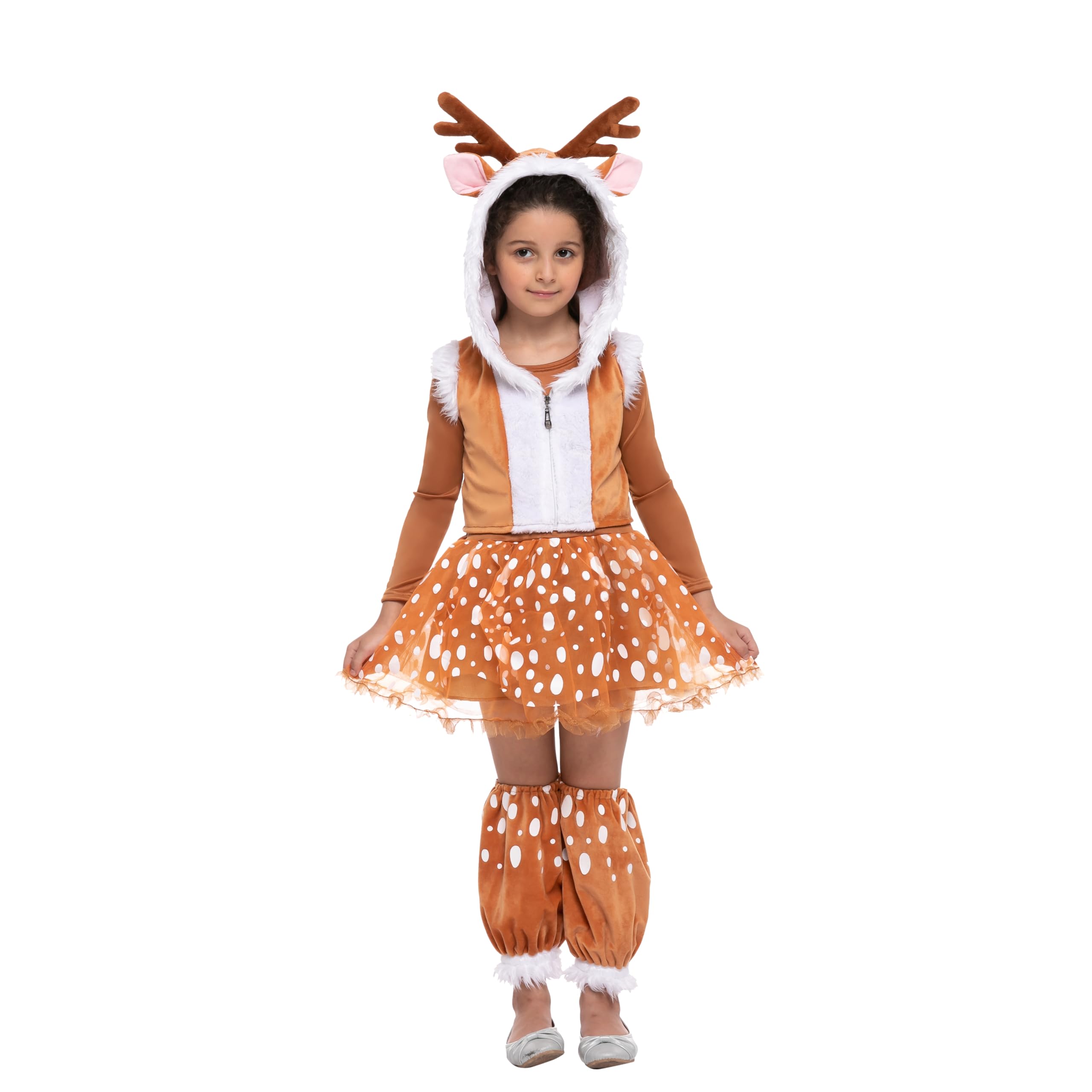 Disfraz de ciervo de Halloween para niñas, disfraz de Halloween, fiesta temática de animales, Marrón