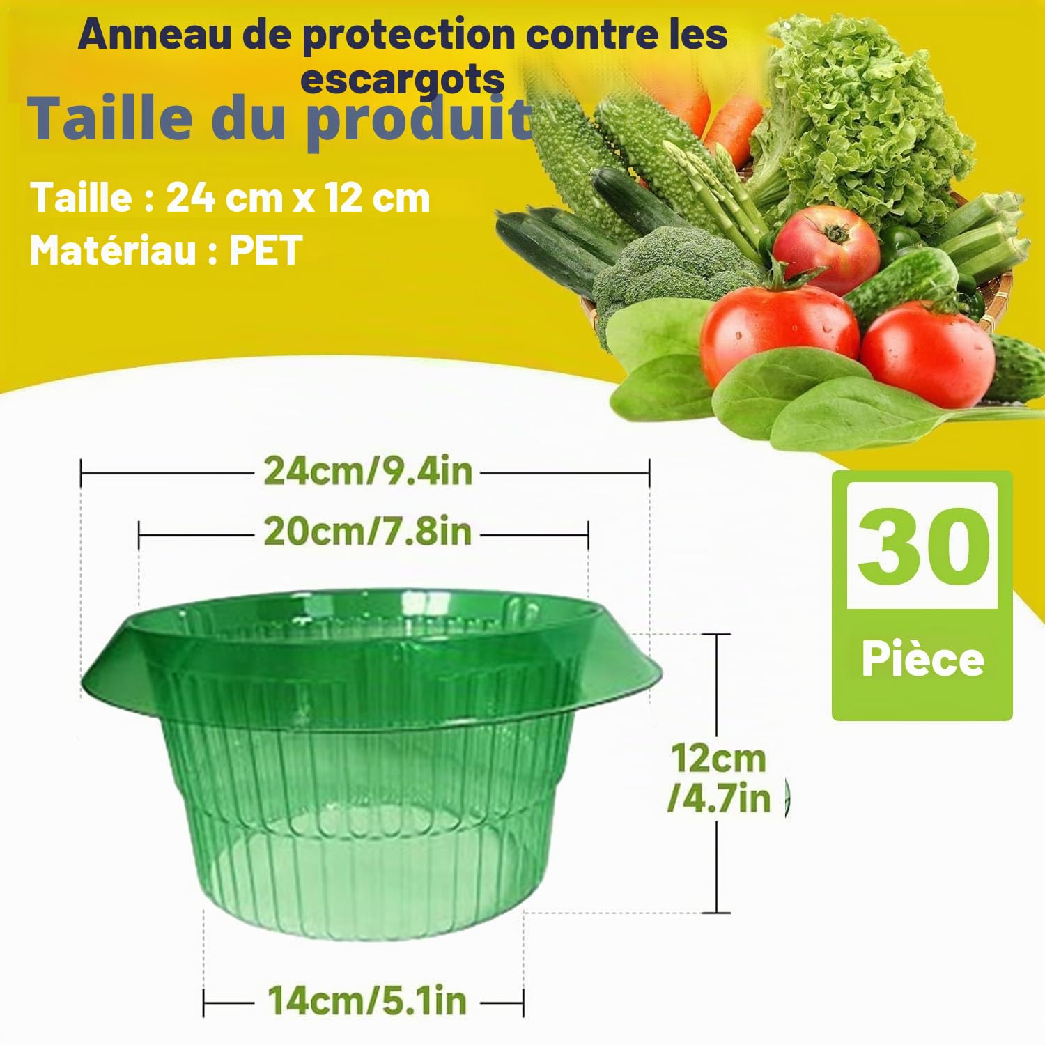 Lot de 30 collerets d'escargots renforcés, anneaux de salade pour repousser les limaces, protection efficace contre les limaces et les escargots, protection efficace pour vos plantes à salade