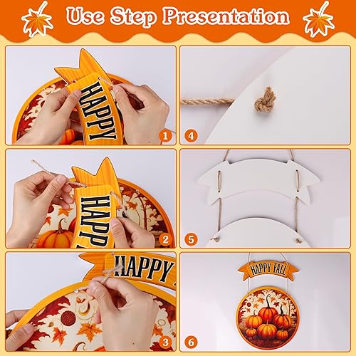 Miniatura 5 de D24TIME Letrero de bienvenida de otoño, letrero de puerta de Acción de Gracias, colgante de calabaza de otoño, cosecha, letrero de puerta delantera,