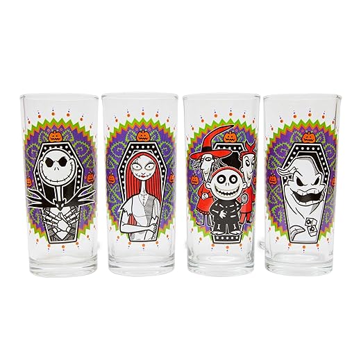 Silver Buffalo Disney Pixar Coco 4 Pack Tumbler Glass Set, 10 Ounces