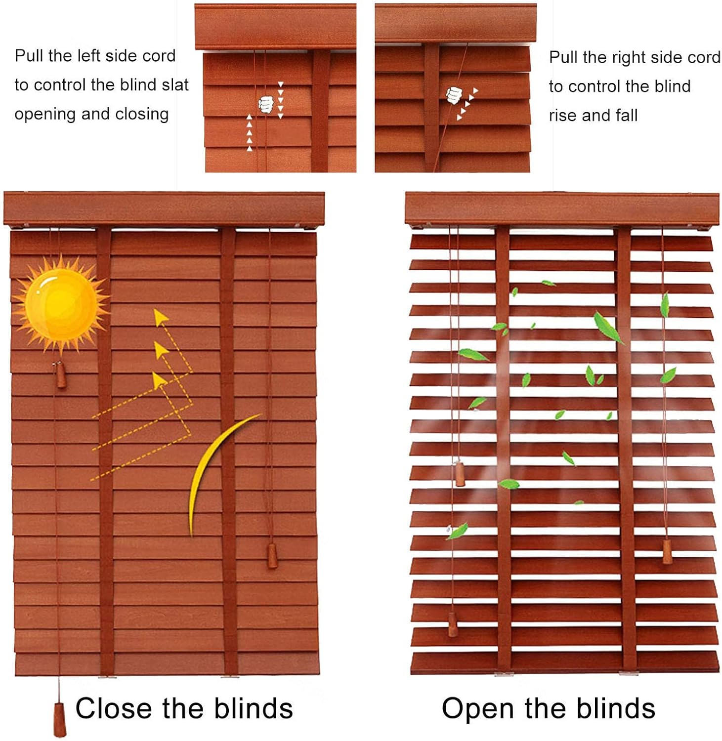 Interior Venetian Blinds Wooden,Horizontal Blinds with Tapes,Blackout/Heat Insulation Solid Wood Windows Venetian Blinds,50mm Slats Shutters,Easy to Install Curtains,W×H-120x200cm/47x78.5in