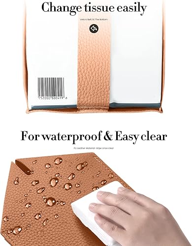Miniatura 7 de Jeethemy - Funda cuadrada para caja de pañuelos de piel sintética, moderno organizador de papel facial, 5 x 5 x 5 pulgadas, camello individual