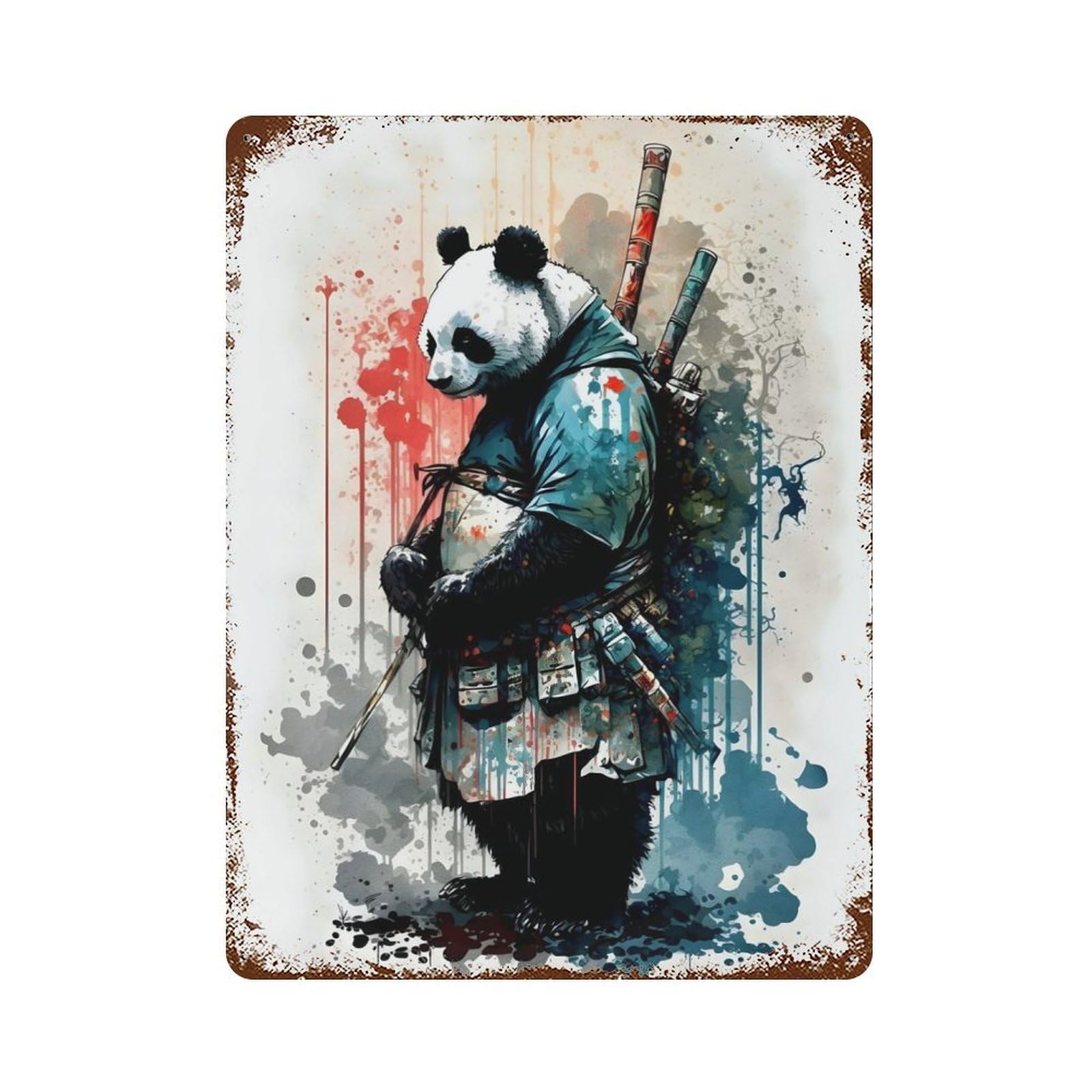 Watercolors Panda 2 Retro Metal Sign 15.7"x11.8", Classic Wall Plaque for Garage, Pub Or Kitchen