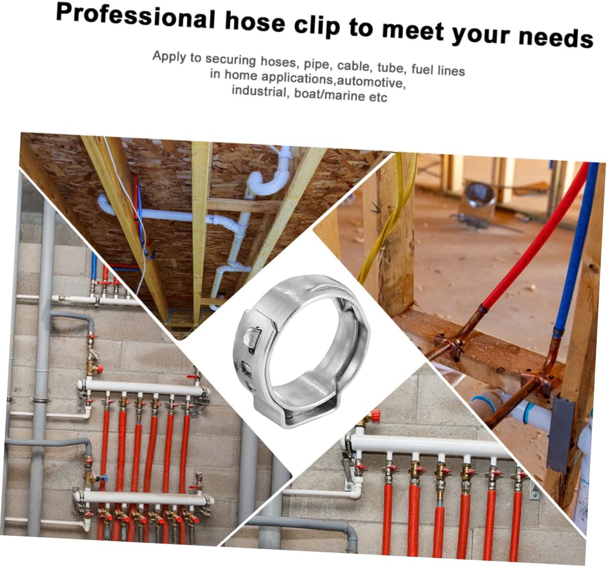 LIFKOME 80pcs Stainless Steel Hose Clamp Kit Wide Single Ear Clamps for Securing Pipes Assortment with Pressure-resistant Corrosion-resistant Design