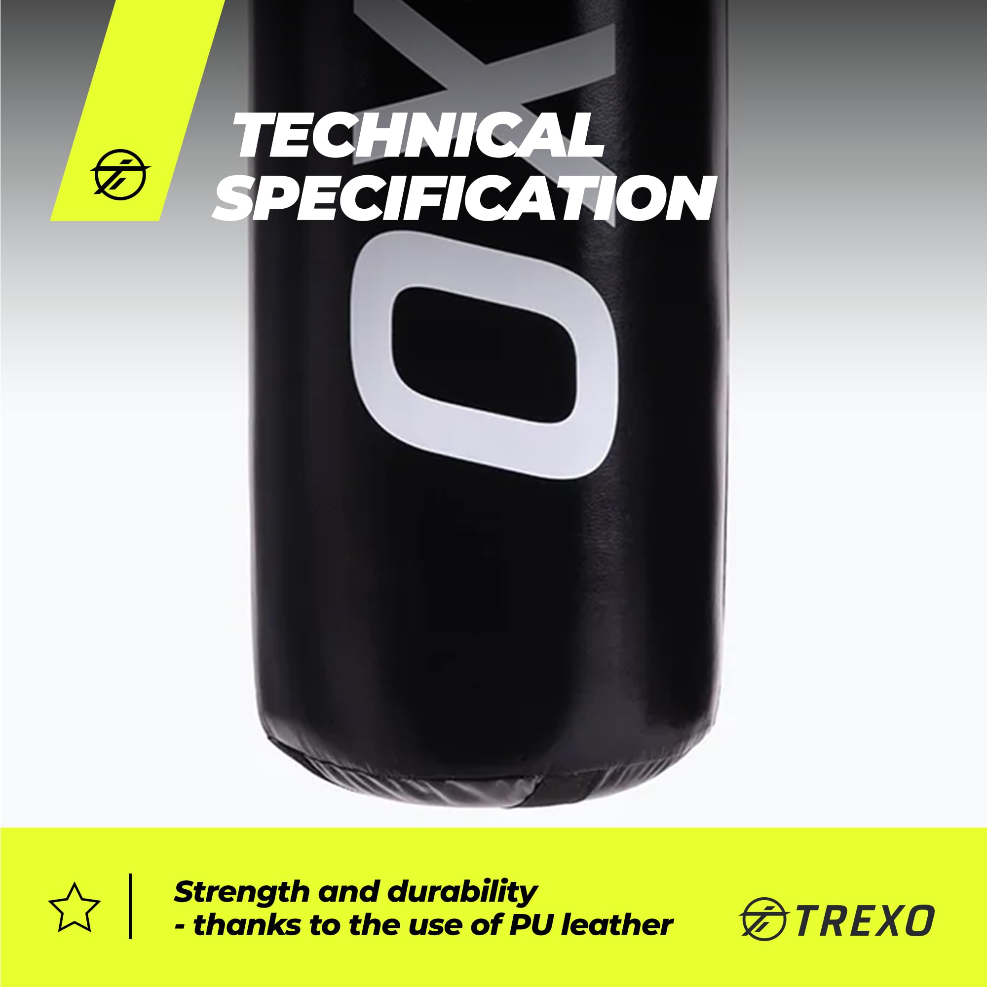 TREXO Saco de Boxeo 120|150 cm Piel PU Duradera Resistente al Desgaste Relleno con un Sistema de Absorción de Impactos Ideal para Entusiastas del Boxeo