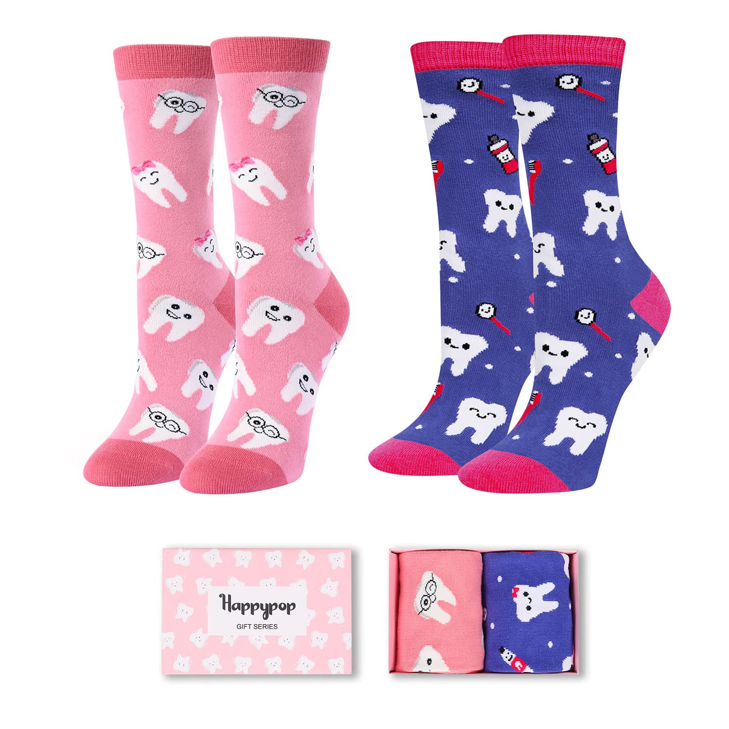 HAPPYPOPDental Gifts for Women - Nurses Gifts for Female, Nurses Week Socks, Nursing Teeth Socks