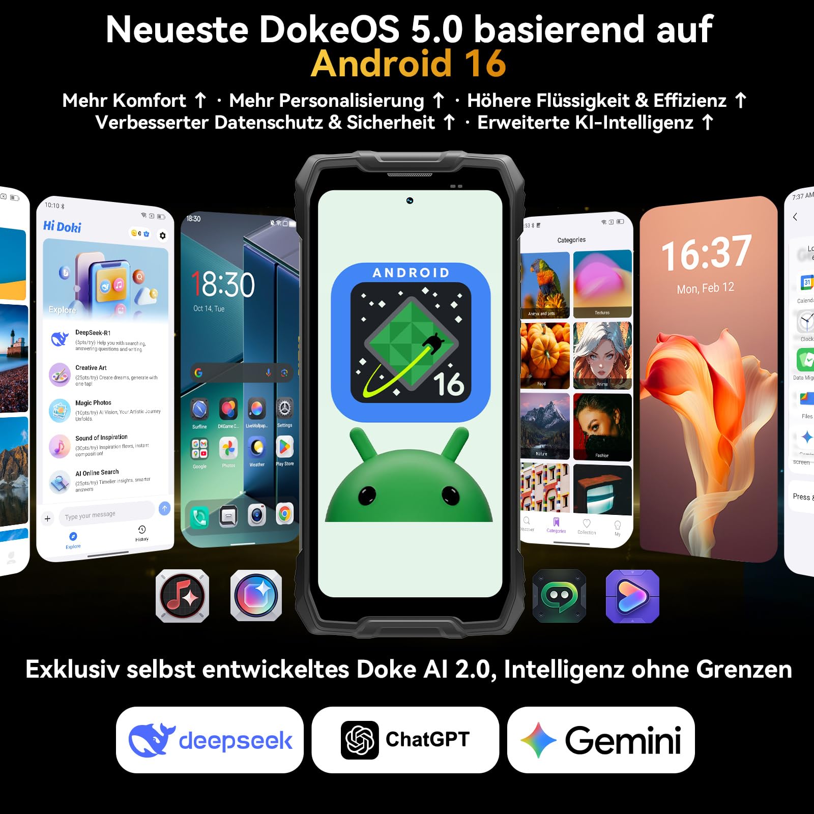 Blackview Rock 2 Pro Outdoor Handy Ohne Vertrag, Android 16 Outdoor Smartphone 5G 32GB+256GB, 6.67" HD+ Display 120Hz 15000mAh IP69K, 16MP AI Kamera, NFC/OTG/GPS/Gemini AI/Glove Mode 2.0