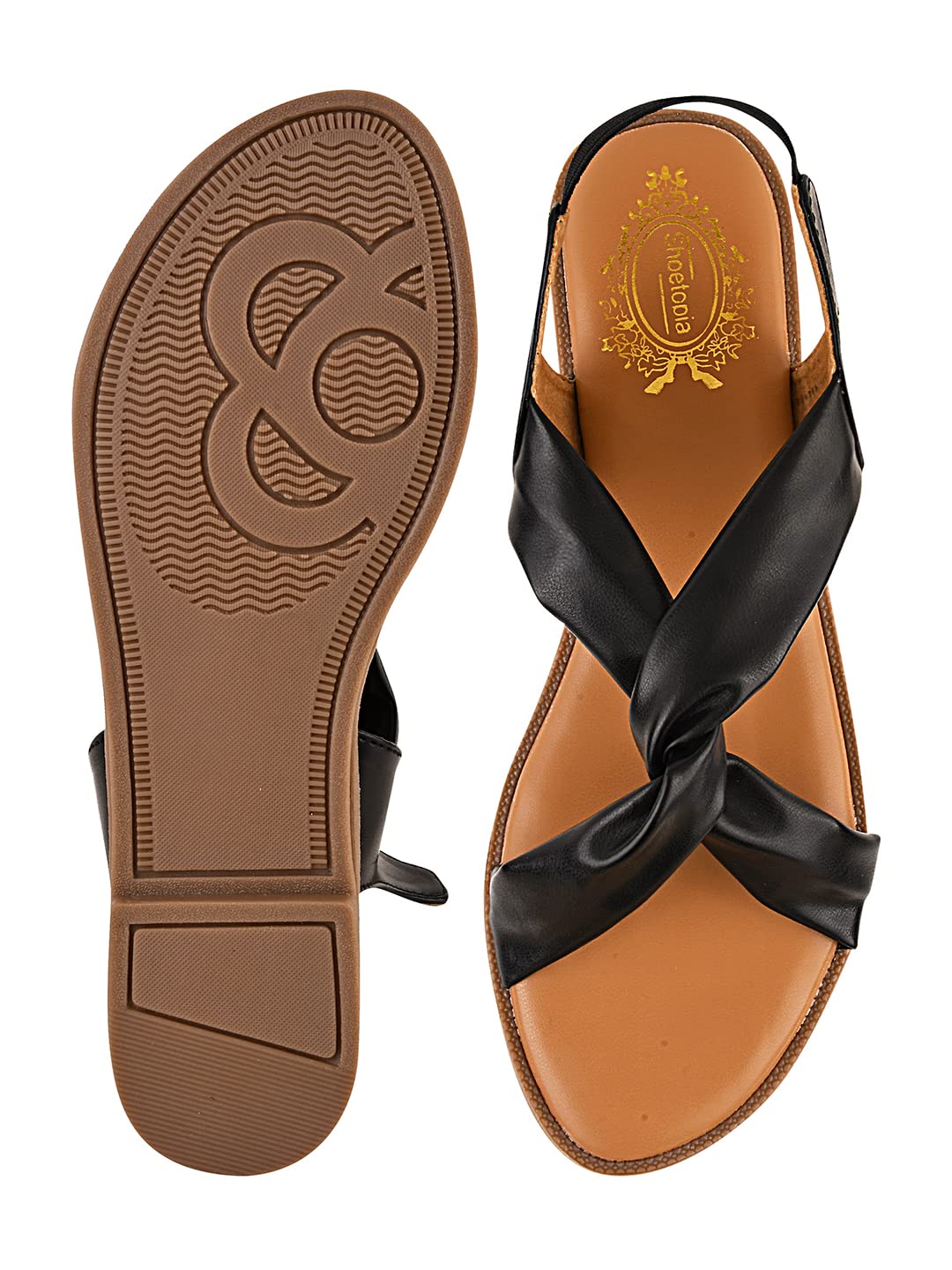Shoetopia Cross Strap Flat Sandals For Women & Girls - Image 7