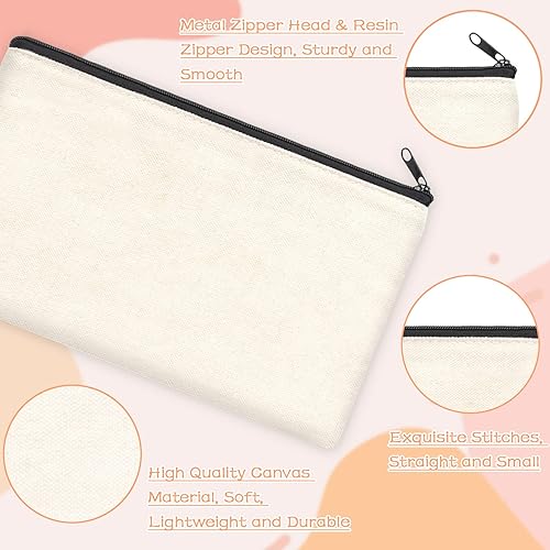 Vista 75 de ZeeDix Bolsa de lona, bolsa de cosméticos multiusos con cremallera, bolsa de lona con cremallera para manualidades, bolsas de maquillaje en blanco