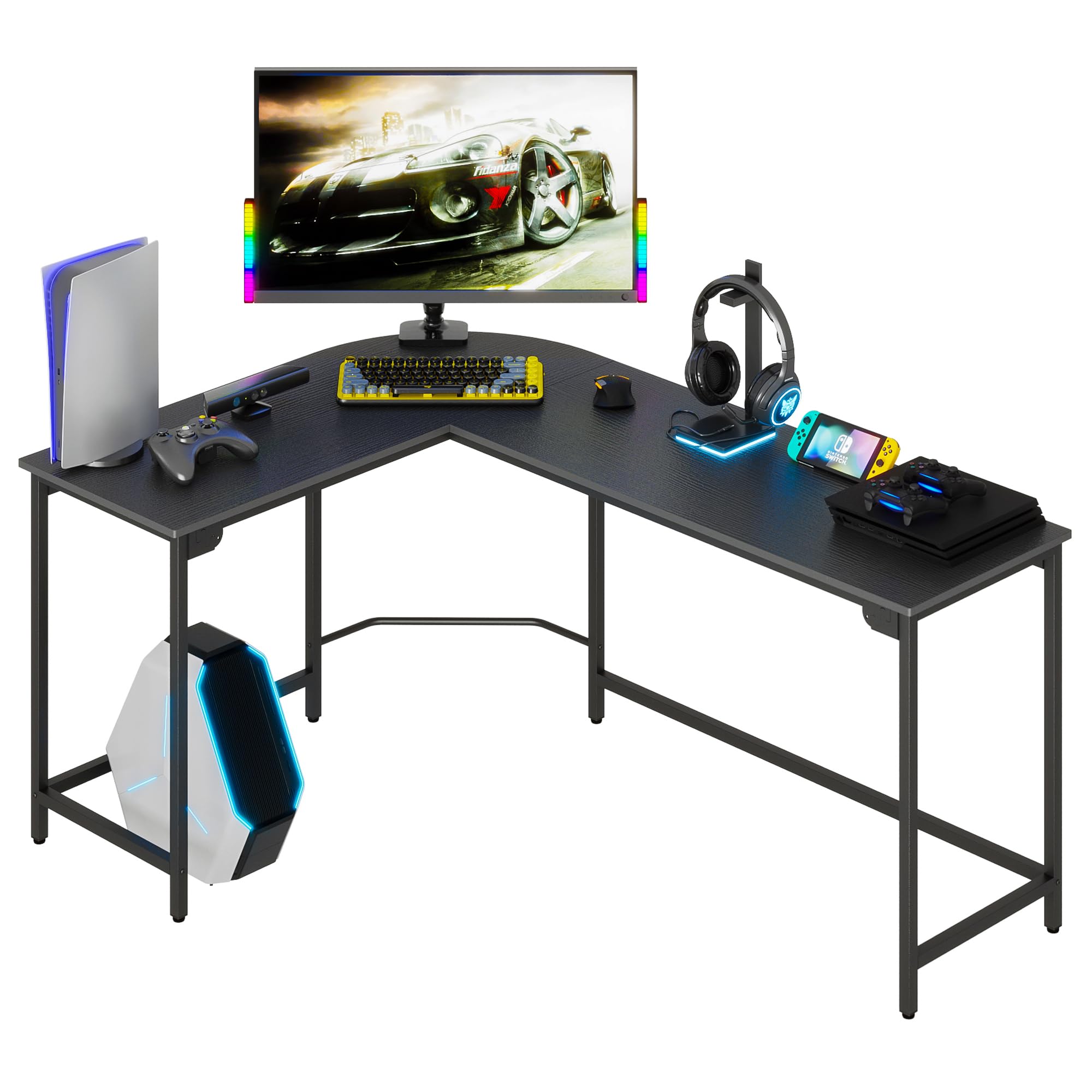 Teraves Modern L Shaped Gaming Desk 58'' Corner Computer Desk for Home Office Gaming Table Study Writing Workstation for Small Space, Easy to Assemble