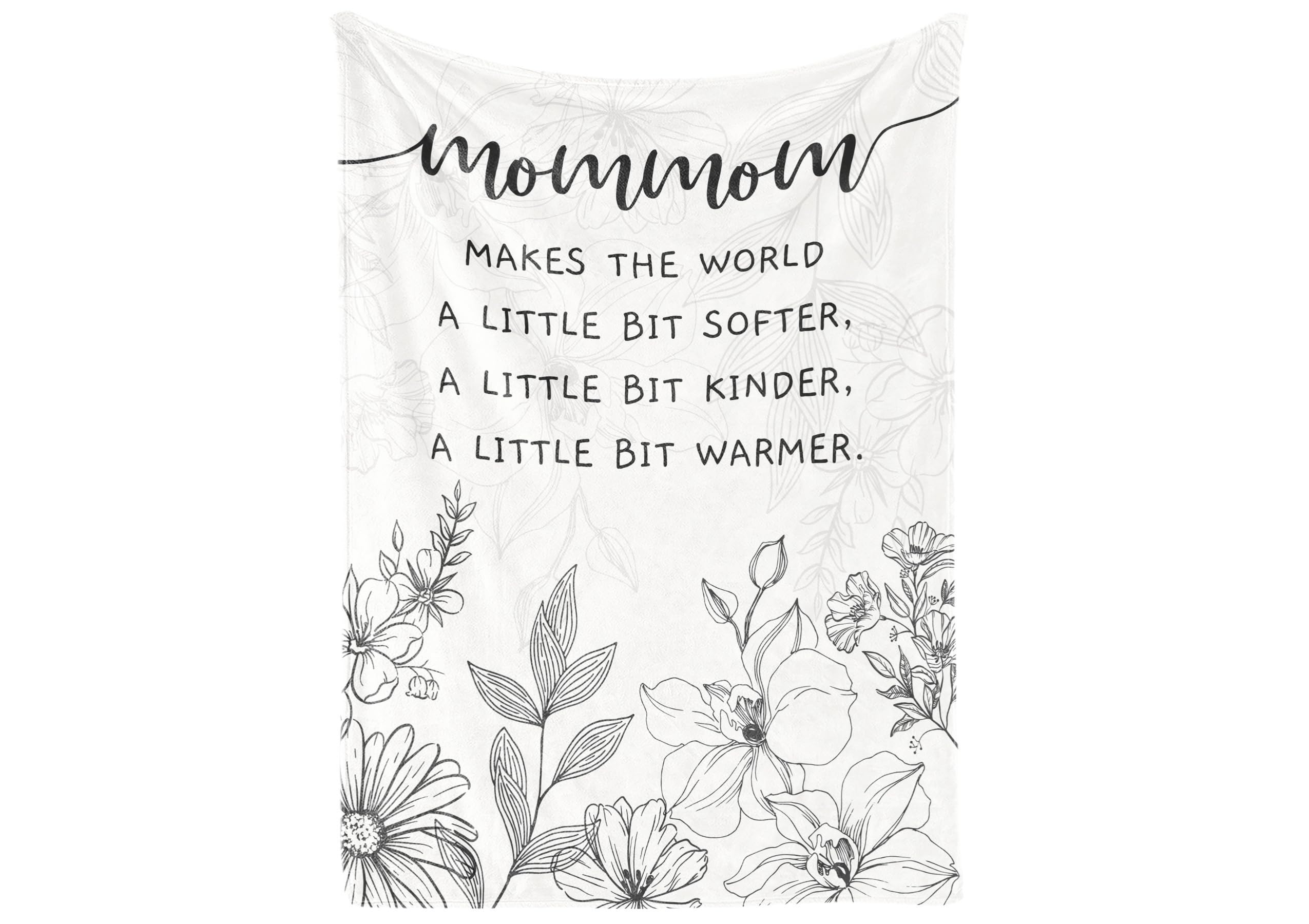 InnoBeta Mommom Gifts, Grandma Gifts for Mommom, Flannel Throw Blankets on Mother's Day, Christmas, Birthday, 50" x 65", Beige Flowers