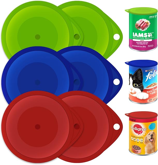 6pk Can Lids for Tins | Tin Covers Lids | Food Tin Lids | Tin Covers for Dog Food Green, Blue, Red | Can Tops Covers | Silicone Tin Can Lids | Silicone Can Covers | Tin Can Covers Lids | Can Caps