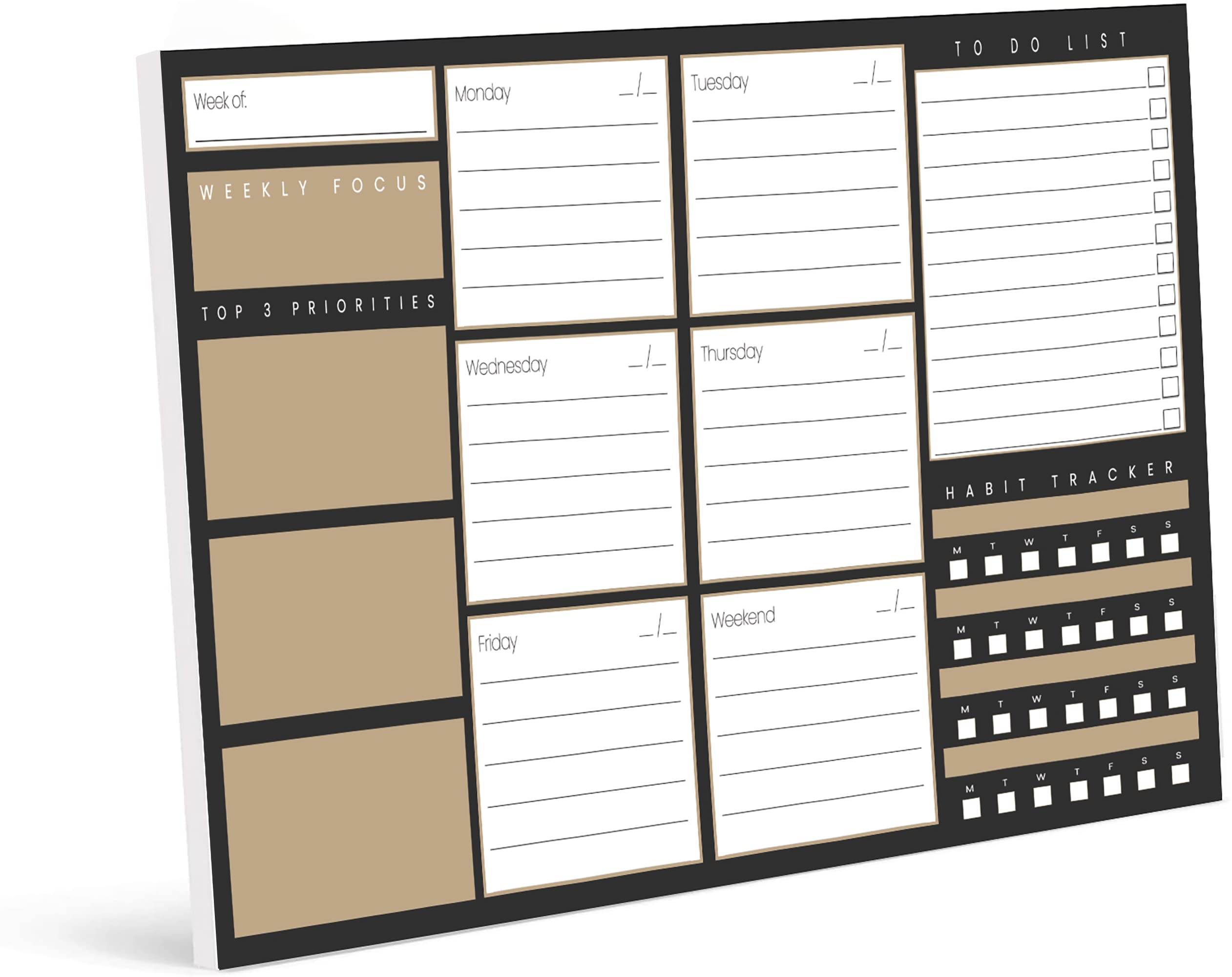 Weekly Planner Pad - A4 Desk Planner with To-Do List, Dark Grey - Image 4