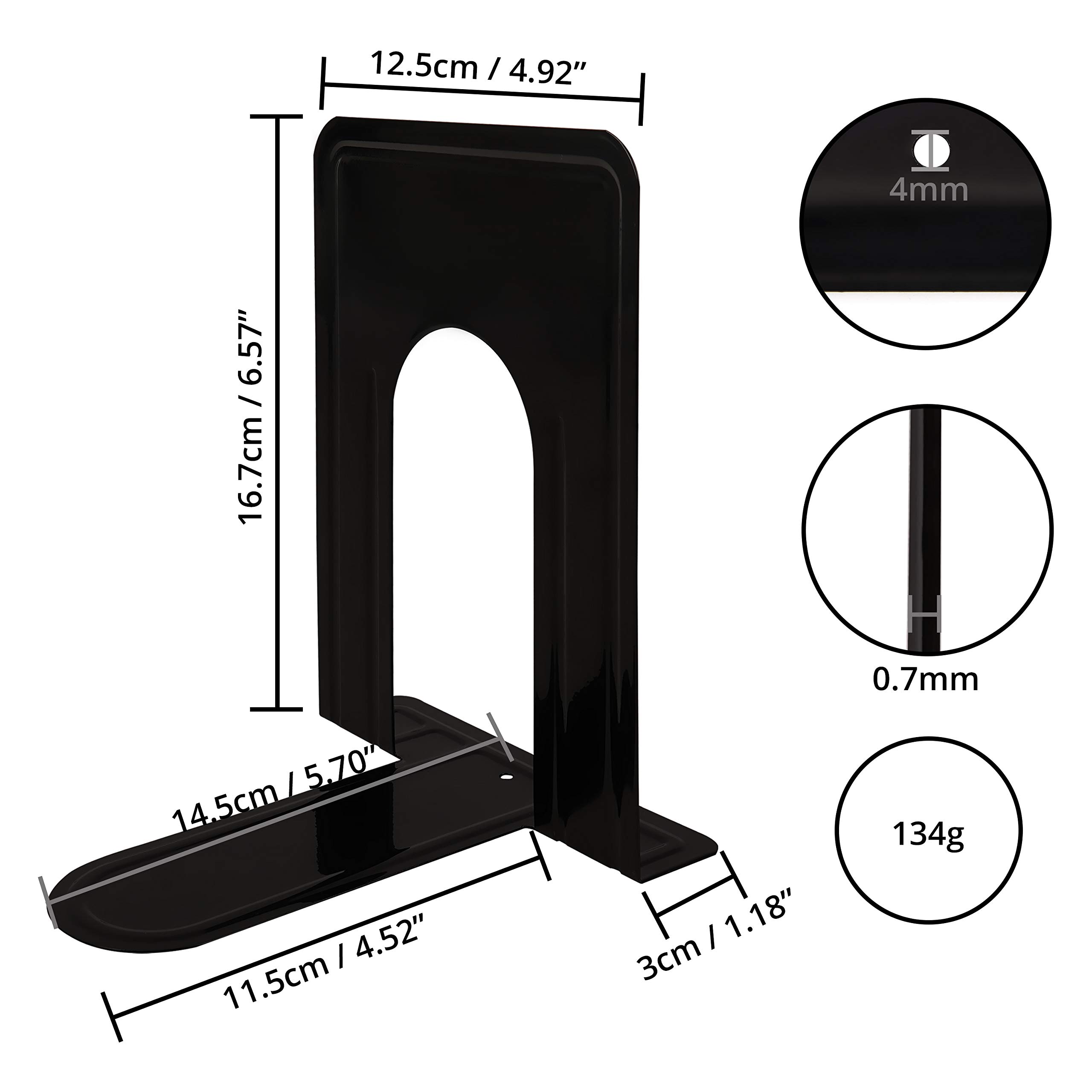 Lot De 10 Paires (20 Pcs) Serre-Livres Métal Antidérapants Noirs – Support Livres Lourds Pour Bureau, Bibliothèque Et Salon