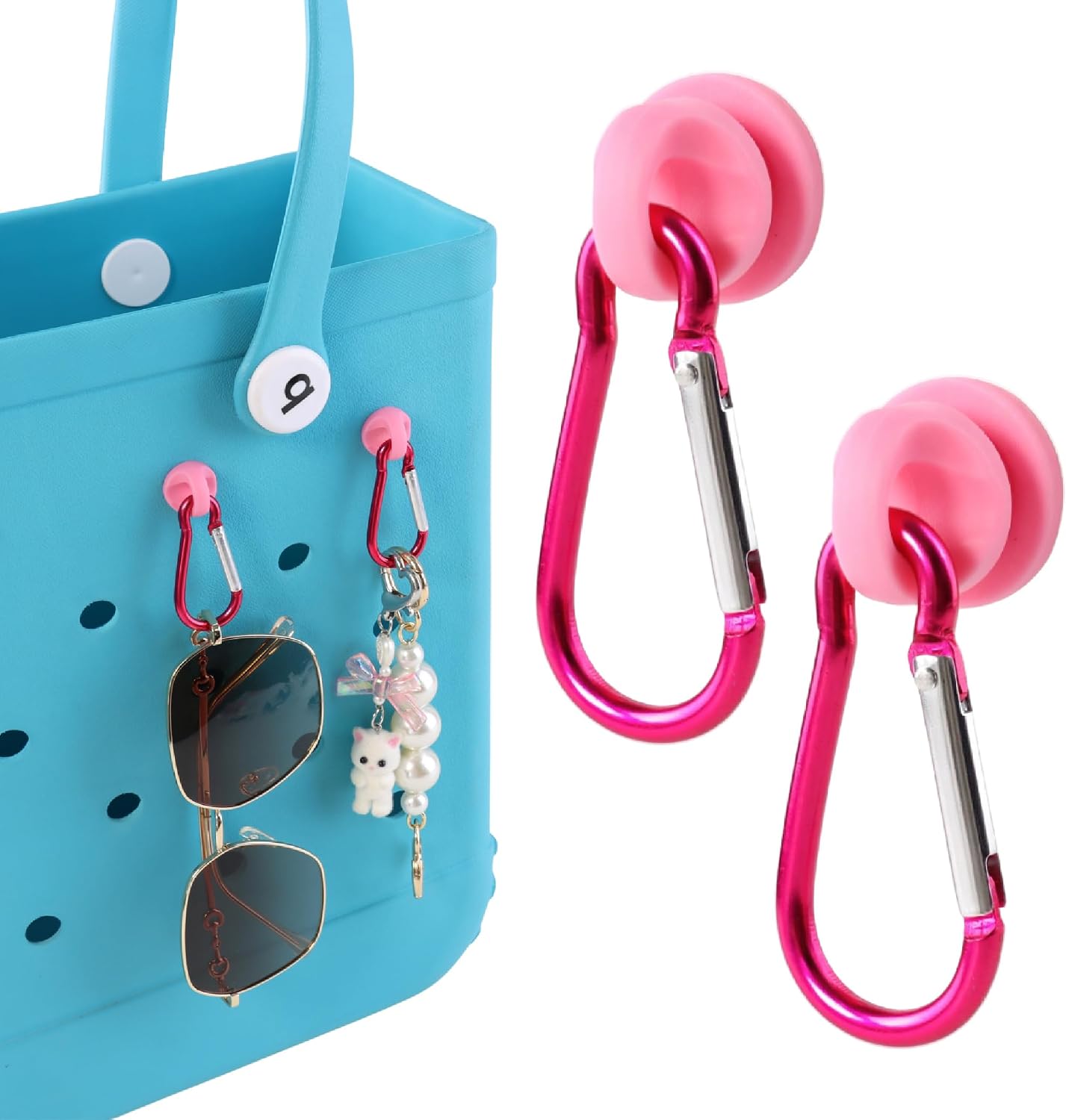 2Pcs Hooks Set Charms Accessories for Bogg Bags and Simply Southern Bag - Insert Hook Holder with Small Key Chain