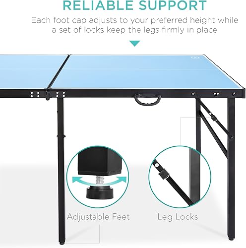 Miniatura 24 de Best Choice Products Mesa de ping pong portátil de 6 x 3 pies, de tamaño mediano, plegable, para interiores y exteriores, con 2 paletas, 4 pelotas