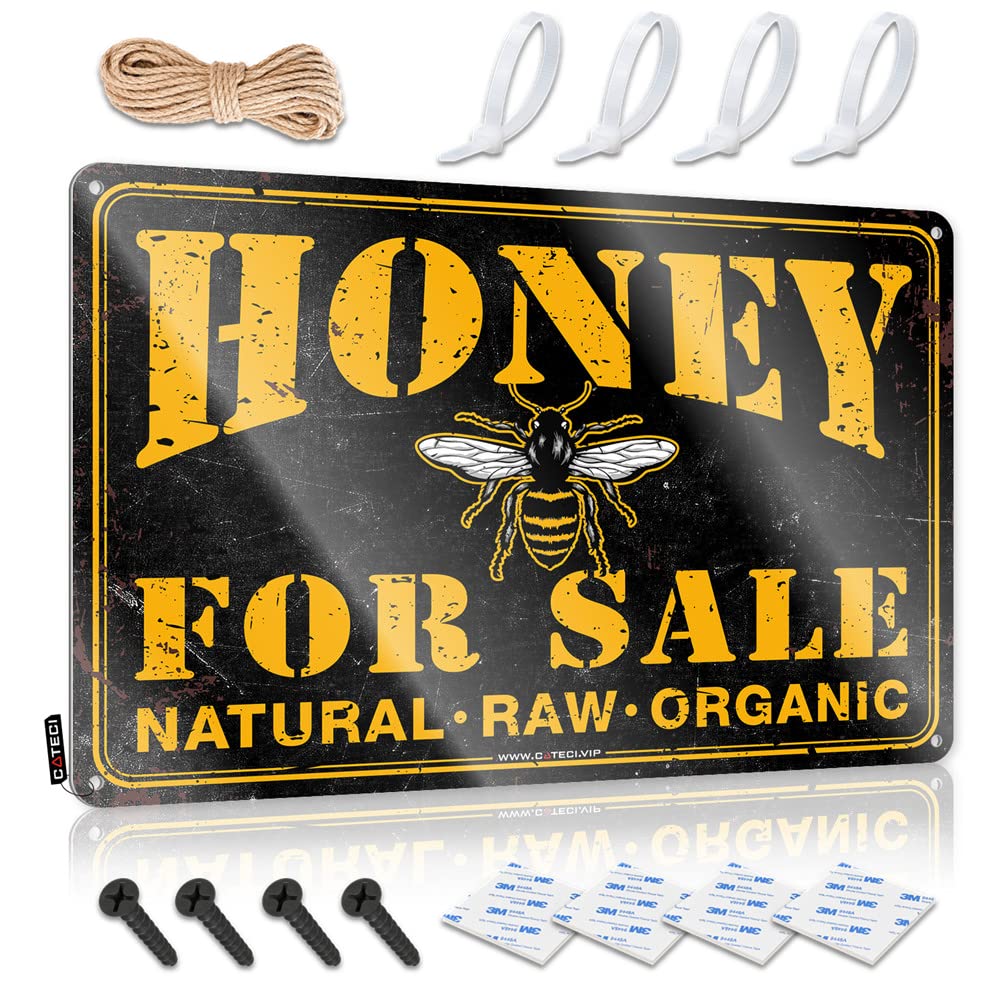 HELIOFORGE Funny Room Decor Honey Bee For Sale Sign Vintage Signs Metal Tin Metal Decor(20X30CM)