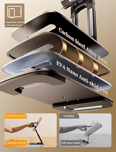 Miniatura 8 de Soporte para iPad para escritorio, rotación de 720 Soporte portátil para tableta de 7.48 pulgadas de altura ajustable Soporte de monitor Soporte de