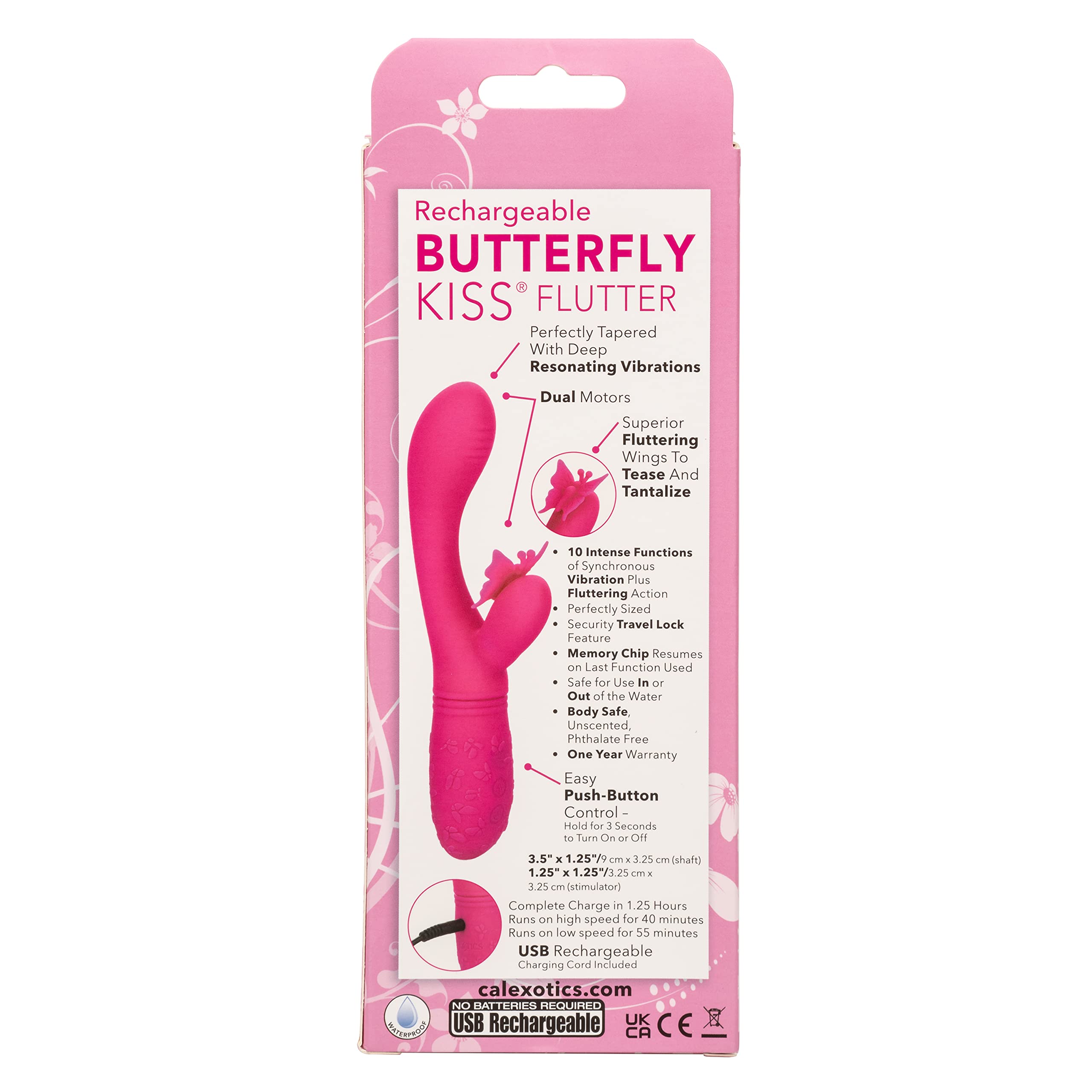 Masajeadores marca Calexotics Vibratore rabbit Butterfly Kiss Flutter fucsia