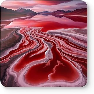 Laguna Colorada, Bolivia – Set of 4 Premium Coasters Featuring Red-Hued Salt Lake