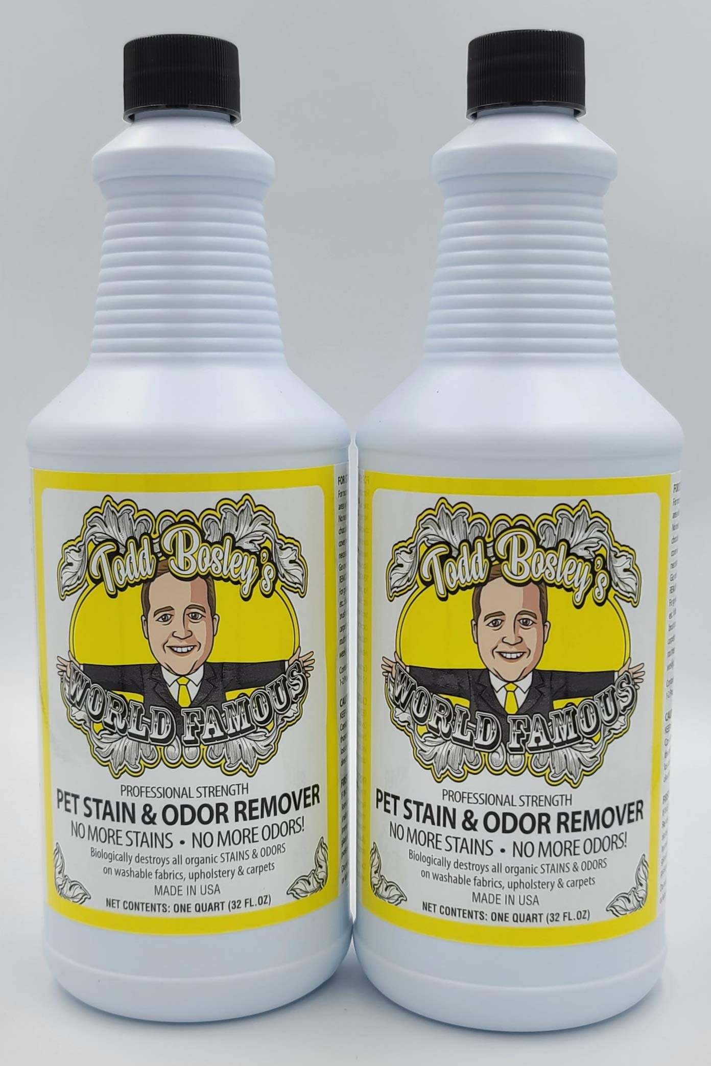 Todd Bosley's World Famous Professional Strength Pet Stain & Odor Remover - 2 Quarts - Powerful Enzymes That Remove The Odor Completely, Not Just Mask It, Leaving An Incredibly Pleasant Scent Behind!