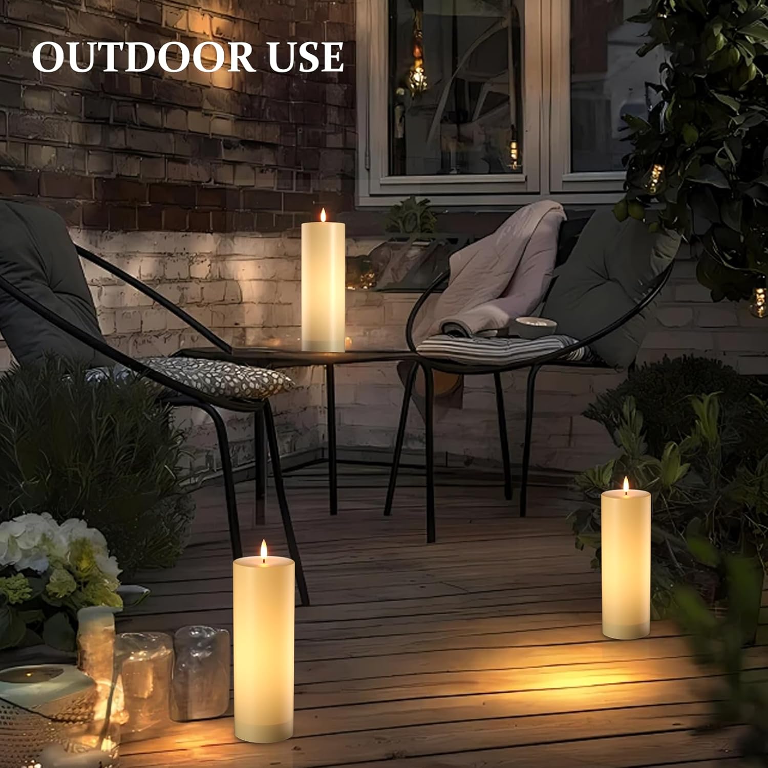 4" x 12" Flameless Candles with Remote, Waterproof Outdoor Battery Operated Candles, LED Electric Flickering Flameless Pillar Fake Candle, for Patio Porch Lanterns Home Decor Easter, 2 Pcs