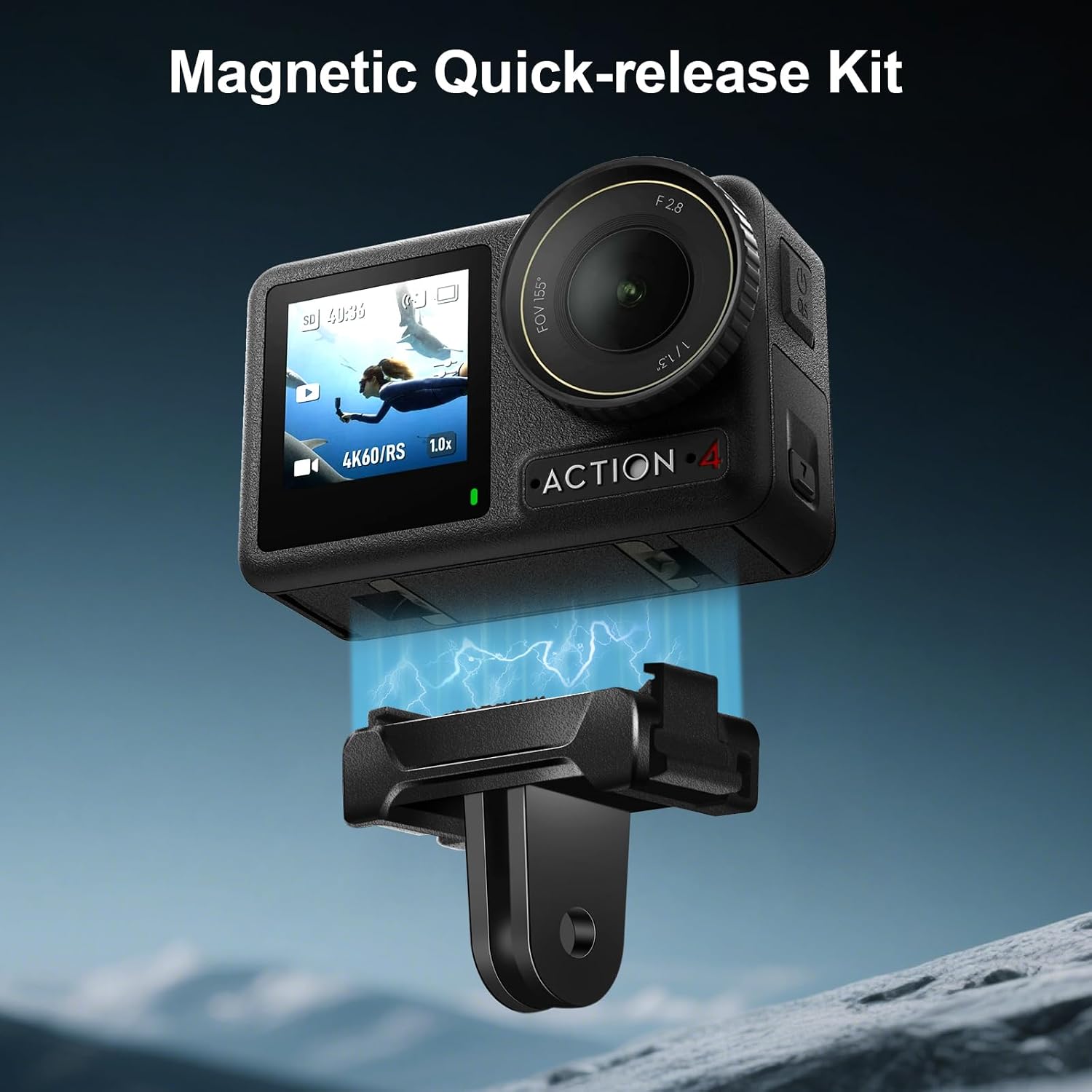 Magnetic Quick Release System (2-Pack) for DJI Osmo Action 5 Pro/4/3, Vlogging Mount Kit with Tripod Adapters & Thumbscrews for Tripod Selfie Stick - YD042 image 2