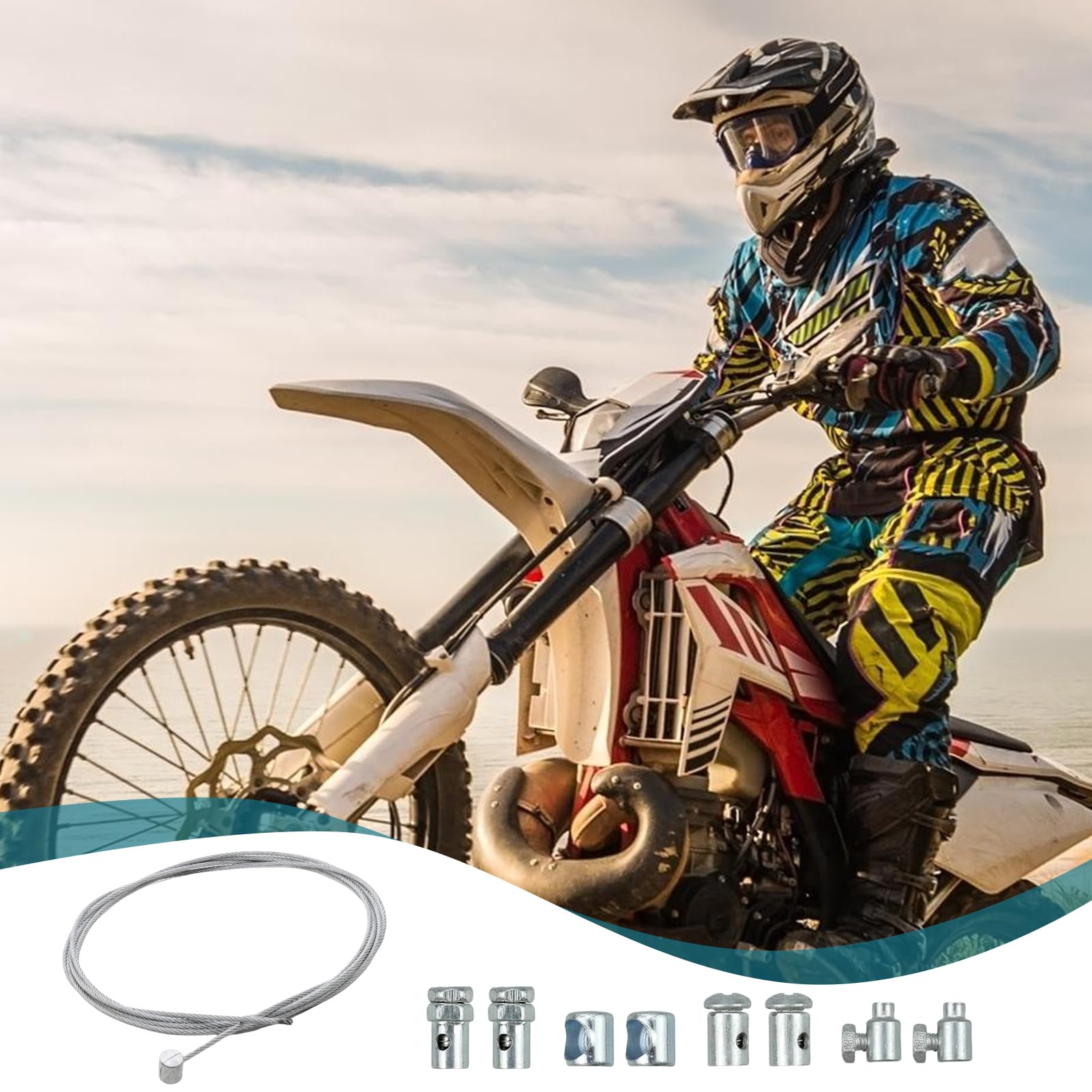 Cavo Frizione Moto Universale 1,3M con 8 Pezzi Kit di Riparazione per Moto e Cross