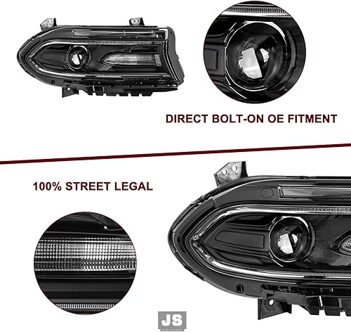 Miniatura 5 de JSBOYAT Conjunto de Faros Delanteros Tipo Halógeno Compatible con Dodge Charger 2015-2021 Faros Proyector con LED DRL sin Logo, Bombillas Incluidas
