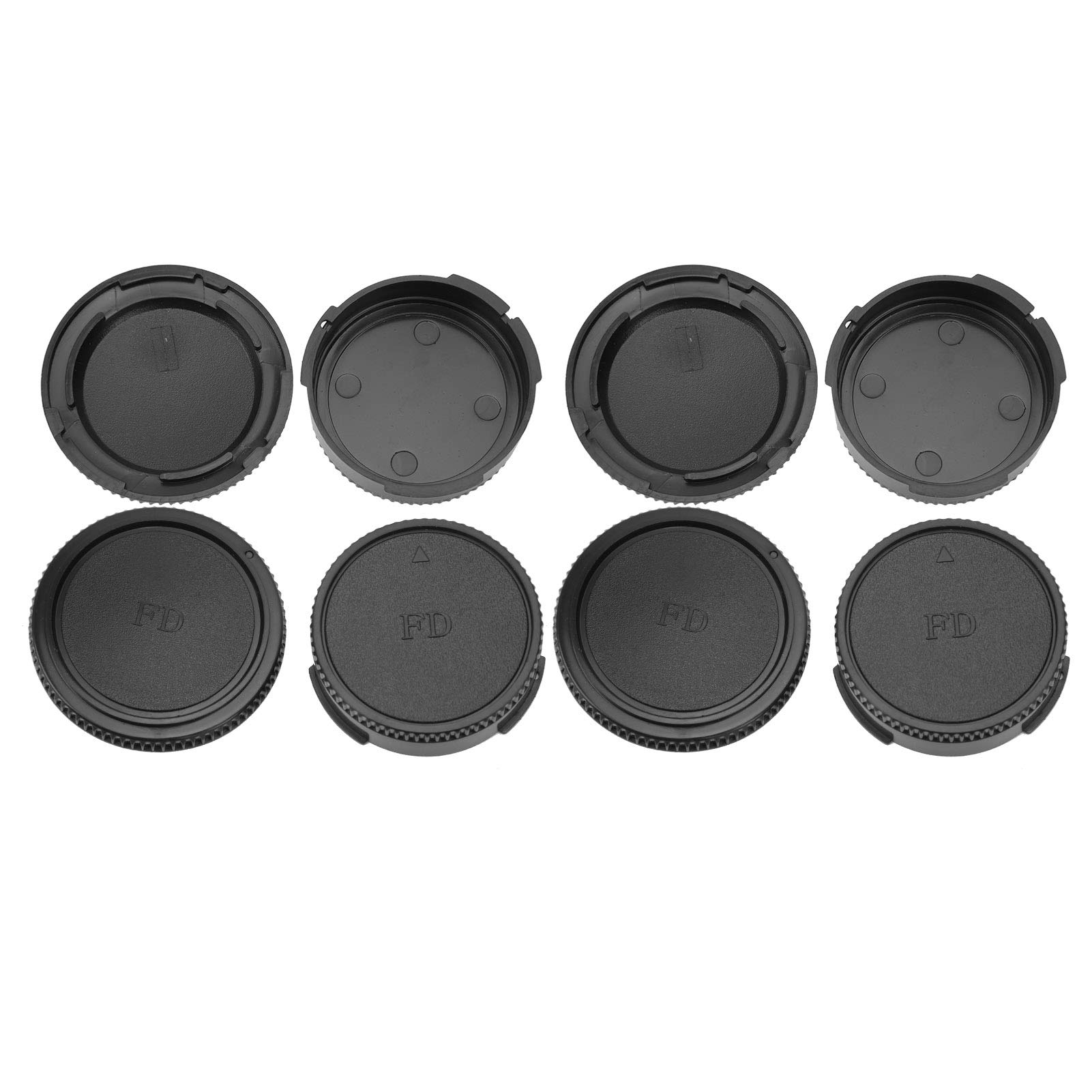 BindpoLens Caps Set, 4pcs Camera Front Body Cap + 4pcs Rear Lens Cap Cover Set, Compatible for Canon FD Mount Lens and Camera Body default